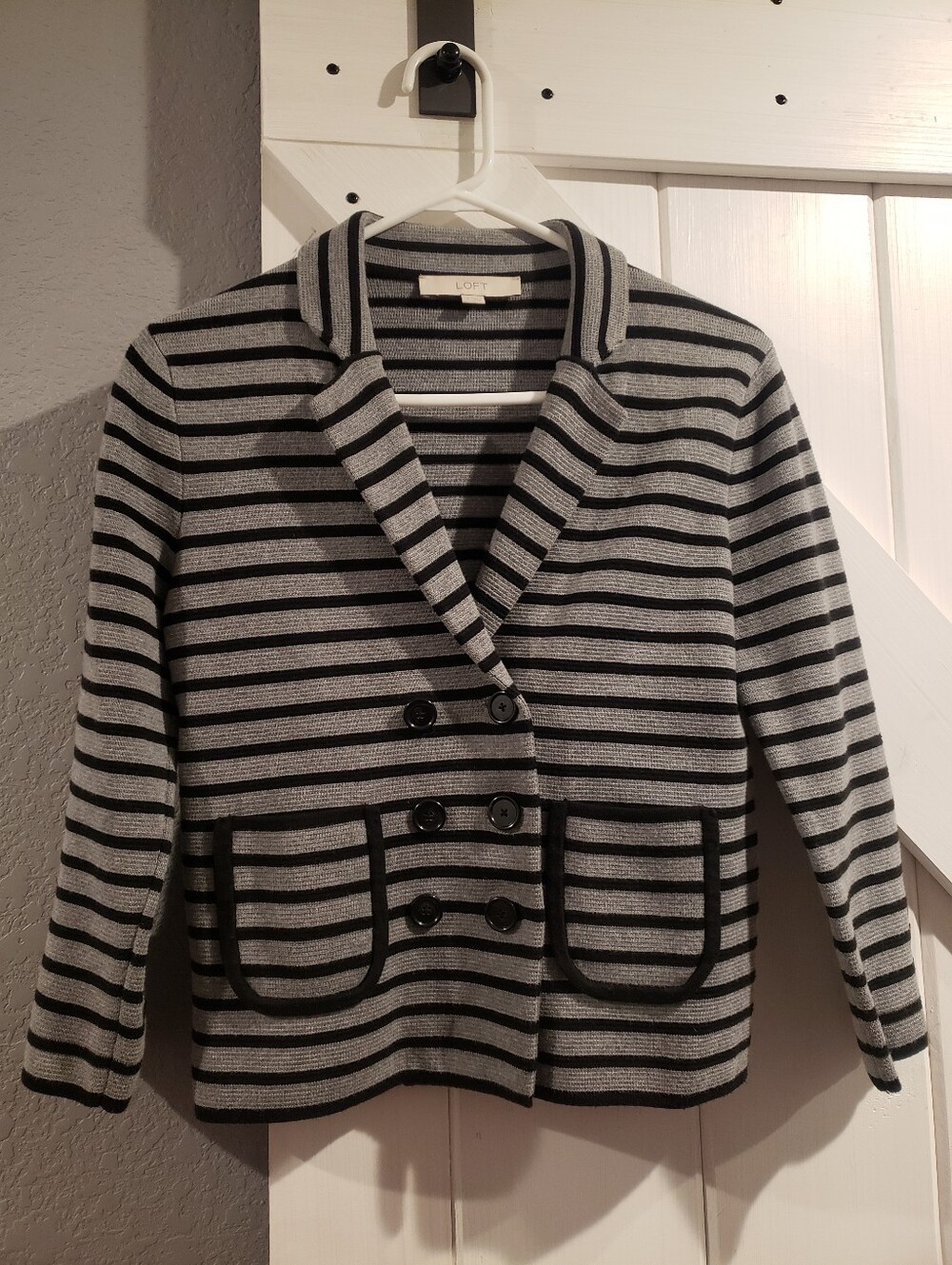 LOFT Gray and Black Striped Blazer